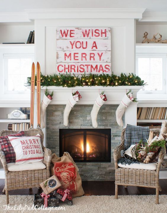 Wish you Merry Christmas mantel decoration #xmas #x-mas #christmas #mantel #homedecor #decoratingideas #festive #decorhomeideas