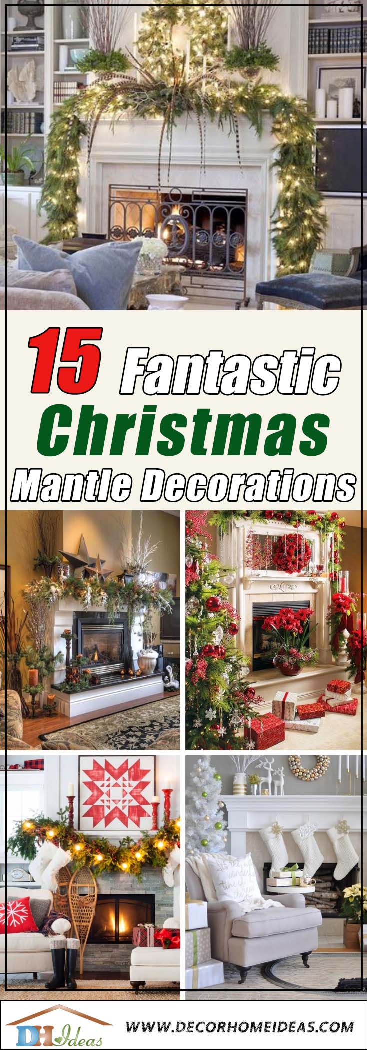 15 Ways To Add Christmas Cheer To Your Mantel | Decorate your mantel with some Christmas spirit. #xmas #x-mas #christmas #mantel #homedecor #decoratingideas #festive #decorhomeideas