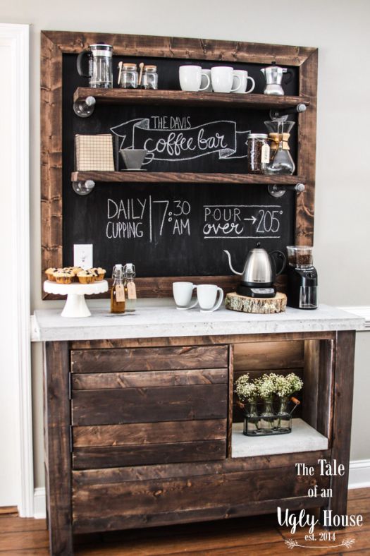 Rustic coffee bar decoration idea #rustic #rusticdecor #rusticfarmhouse #homedecor #decoratingideas #decorhomeideas