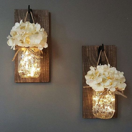 Rustic mason jars lamps decor ideas #rustic #rusticdecor #rusticfarmhouse #homedecor #decoratingideas #decorhomeideas