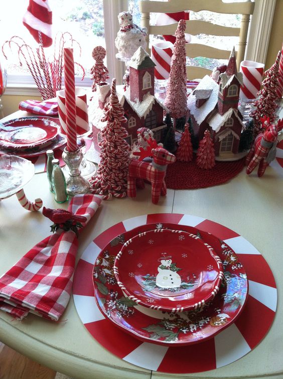 Snowman Christmas table setting idea #xmas #x-mas #christmas #tablesetting #homedecor #decoratingideas #centerpieces #festive #decorhomeideas