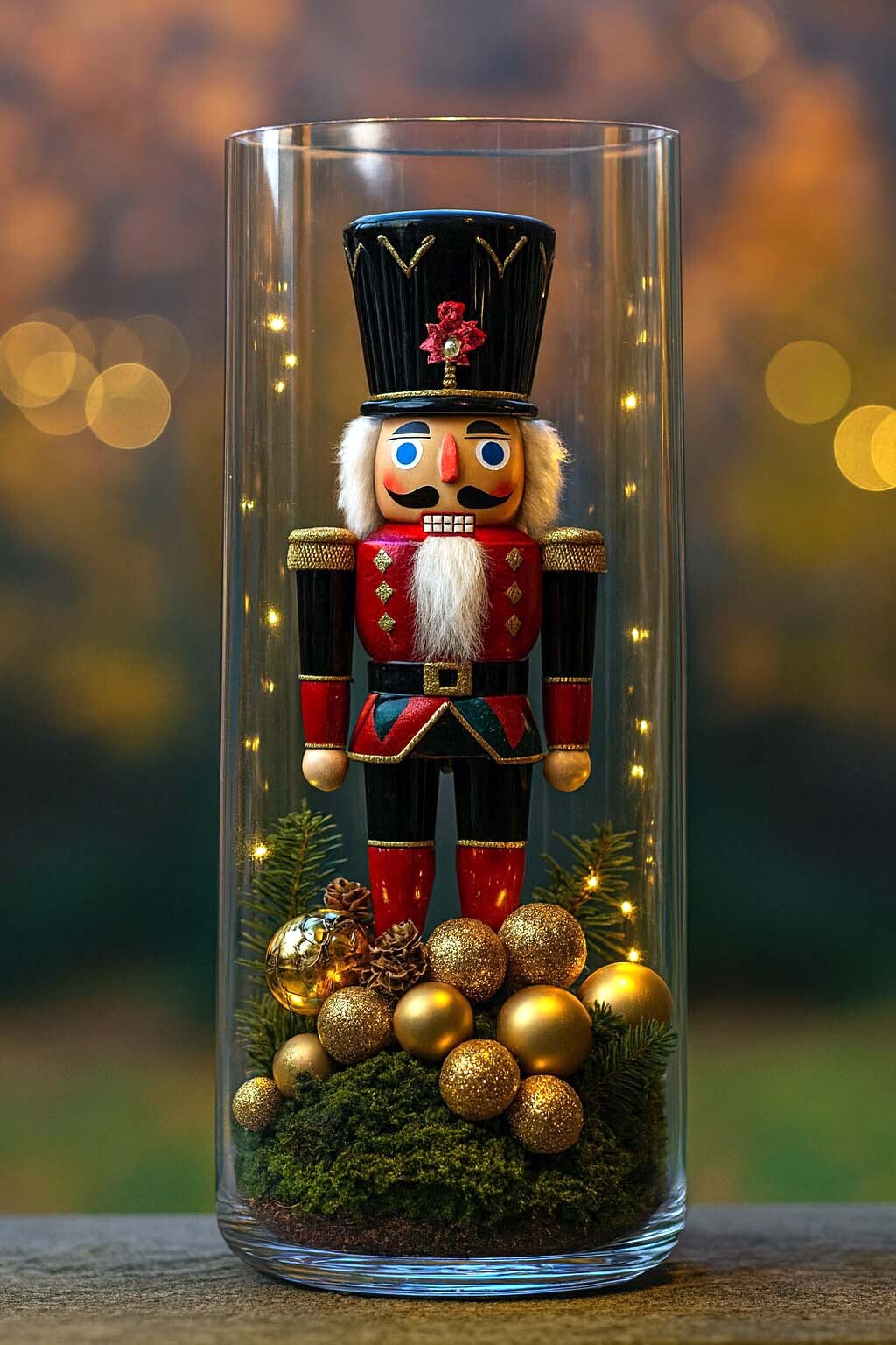 DIY Nutcracker Christmas Centerpiece in a Glass Vase
