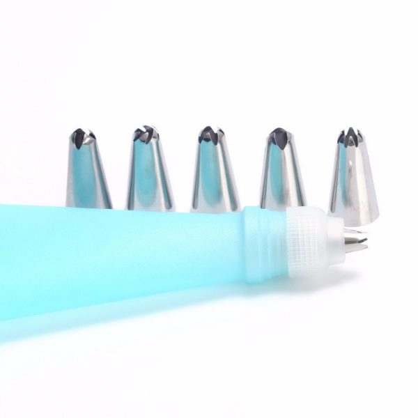 Silicone Kitchen Accessories Icing Piping Cream Pastry Bag Stainless Steel Nozzle Set DIY Cake Decorating Tips Set