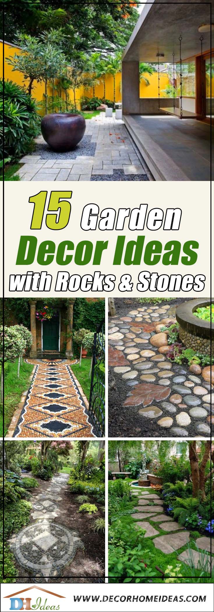 15 Garden Decorating Ideas With Rocks and Stones | Decorate your garden with rocks and stones and create stunning effect. #gardens #gardening #gardenideas #gardeningtips #landscaping #decorhomeideas #pathway