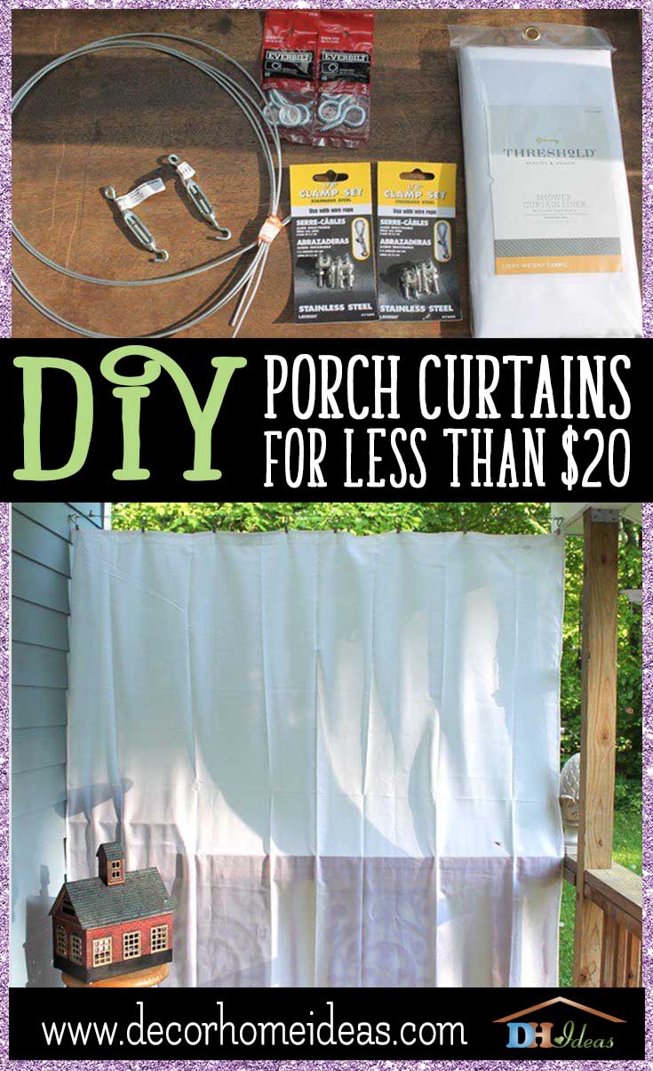 DIY Porch Curtain For Less Than 20 | Step by step instructions on DIY porch curtains, materials and tools. #diy #diyproject #porch #homedecor #decoratingideas #decorhomeideas #curtain #decor