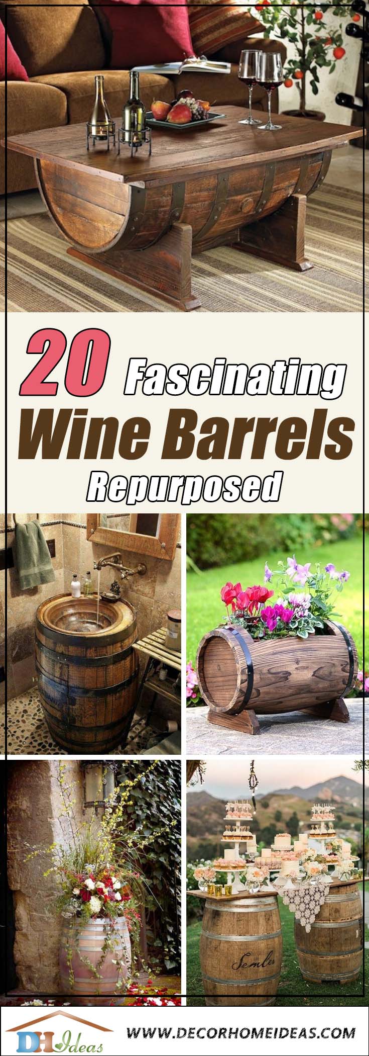 20 Truly Fascinating Ways To Repurpose Old Wine Barrels Title | Create stunning decoration with old wine barrels #winebarrel #repurposed #diy #barrel #decoratingideas #homedecor #decorhomeideas