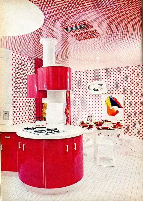 Red 70s kitchen design