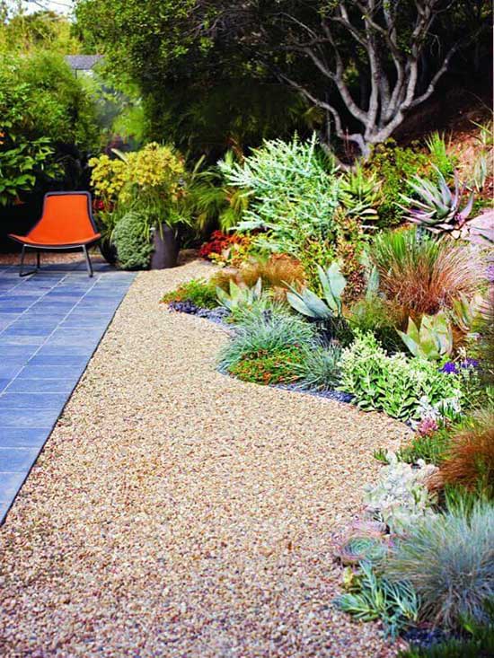 Gravel Yard with Plant Bed #droughttolerant #landscaping #garden #decorhomeideas