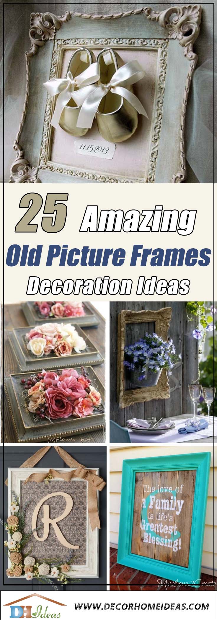 25 Amazing Creative Ways To Use Old Picture Frames | Creative ideas, projects and DIY with old picture frames. #diyproject #diy #makeover #decor #decoration #pictures #frames #vintage #decorhomeideas