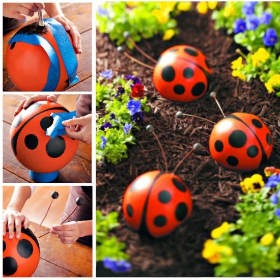 Ladybugs garden art project #diy #gardens #recycled #gardening #gardenideas #gardeningtips #decorhomeideas