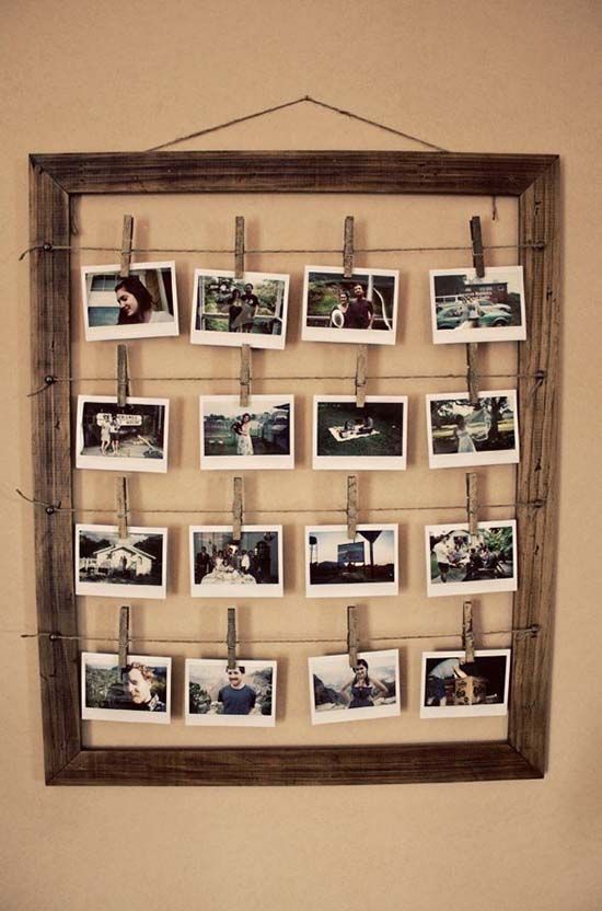 Photo display for photos from old picture frame #diyproject #diy #makeover #homedecor #decorationideas #pictures #frames #vintage #decorhomeideas