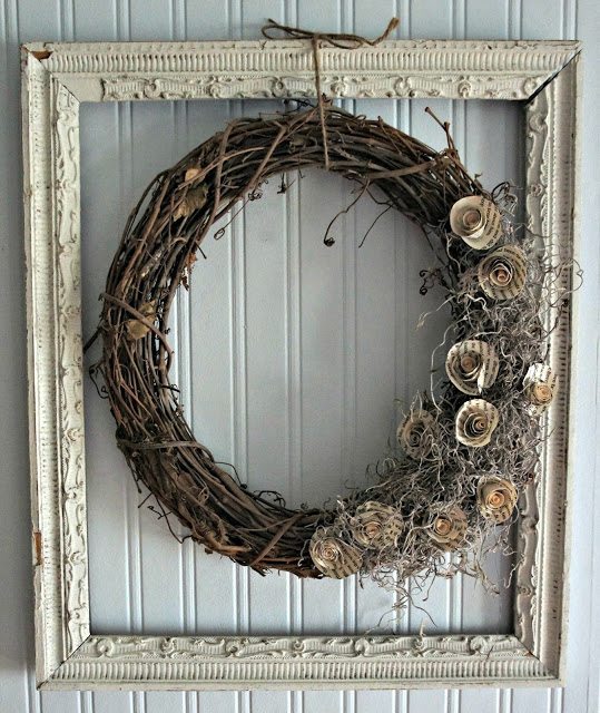 Old picture frame ideas wreath #diyproject #diy #makeover #homedecor #decorationideas #pictures #frames #vintage #decorhomeideas