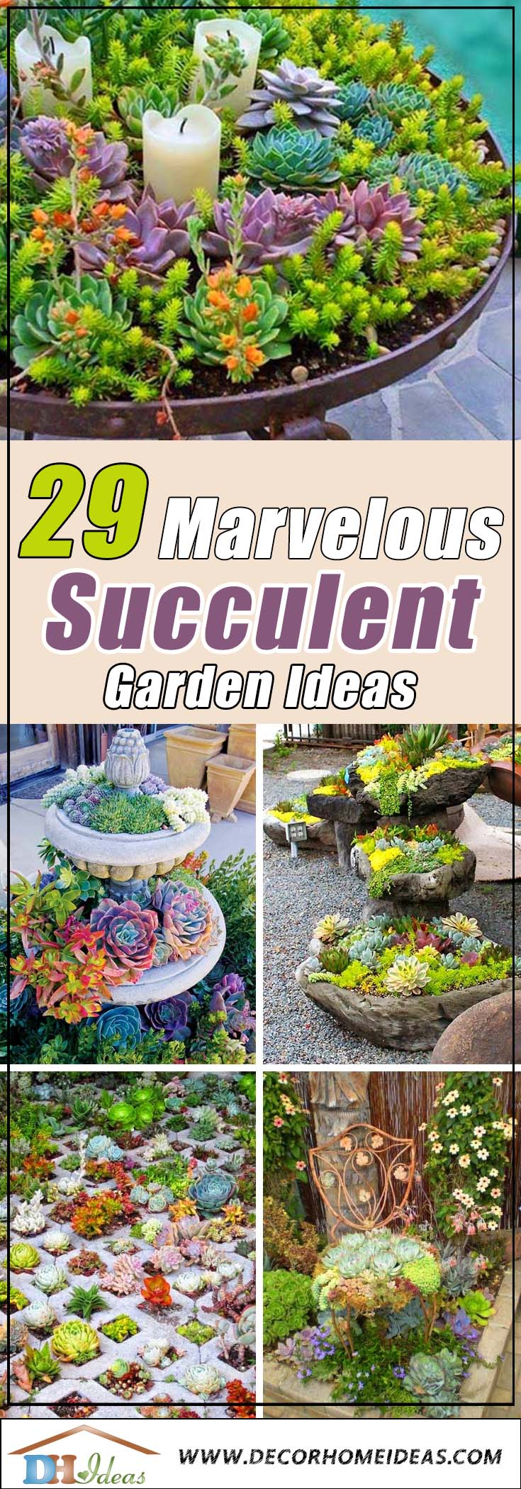 29 Marvelous Succulent Garden Ideas | Succulents tips, ideas and arrangements. Garden ideas, planters, flower pots and backyard ideas. #succulent #succulentlove #garden #gardenideas #flowers #planters #backyard #lawn #decor #tips #ideas #decorhomeideas