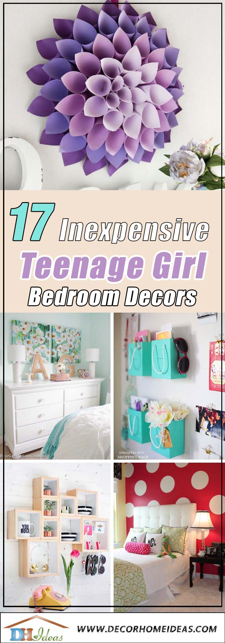 17 Cheap ways to decorate a teenage girls bedroom | Best DIY and inexpensive ideas on girls bedroom decoration #bedroom #teen #girl #homedecor #decoratingideas #diy #furniture #decorhomeideas