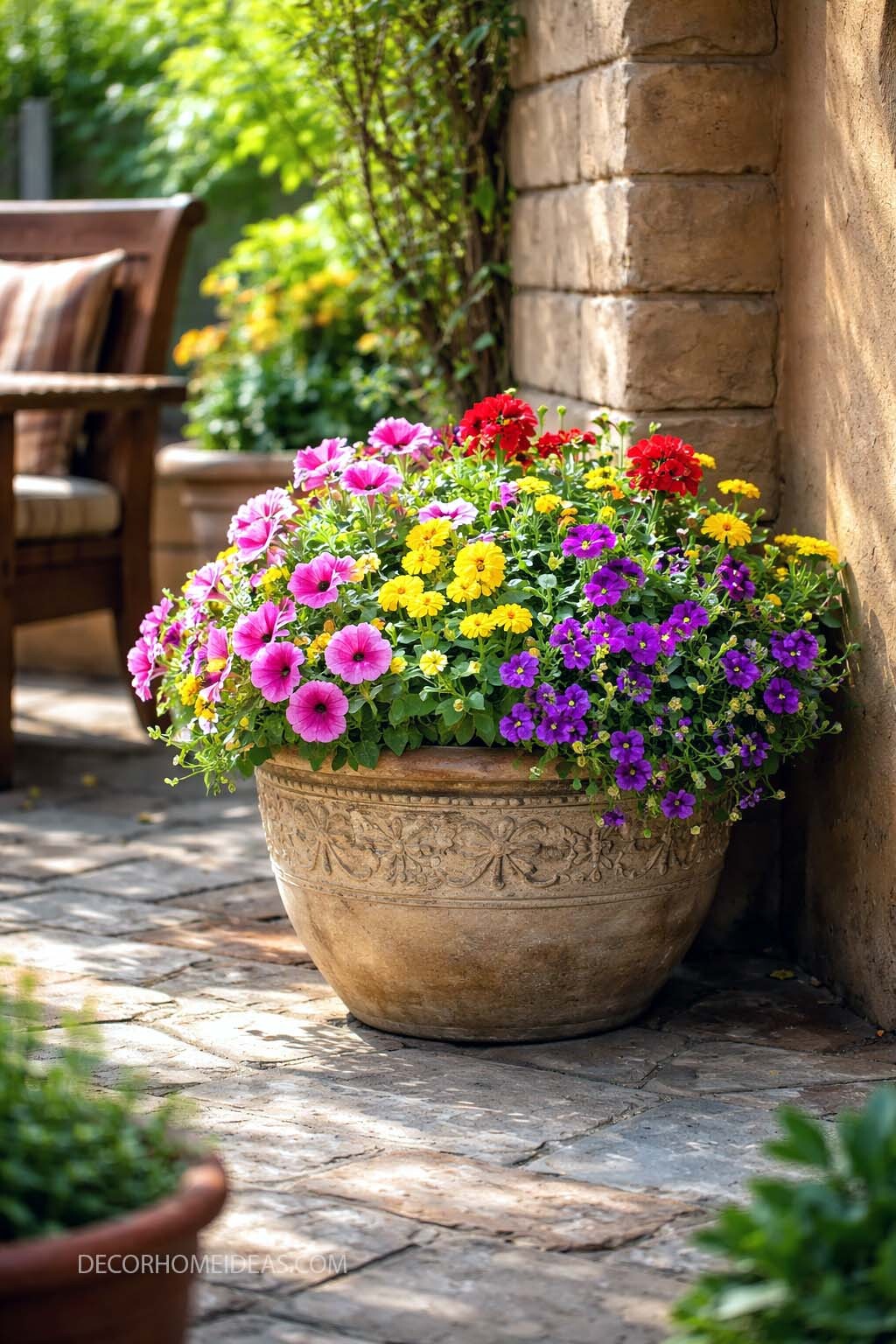 Colorful Patio Planter Idea for Small Outdoor Spaces