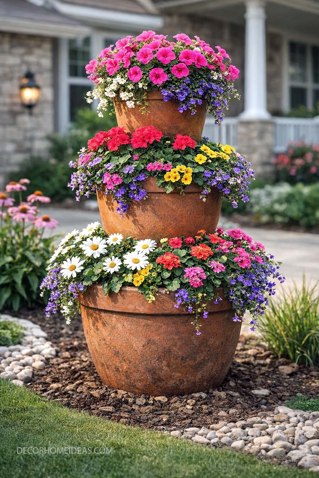 DIY Stacked Flower Pot Tower