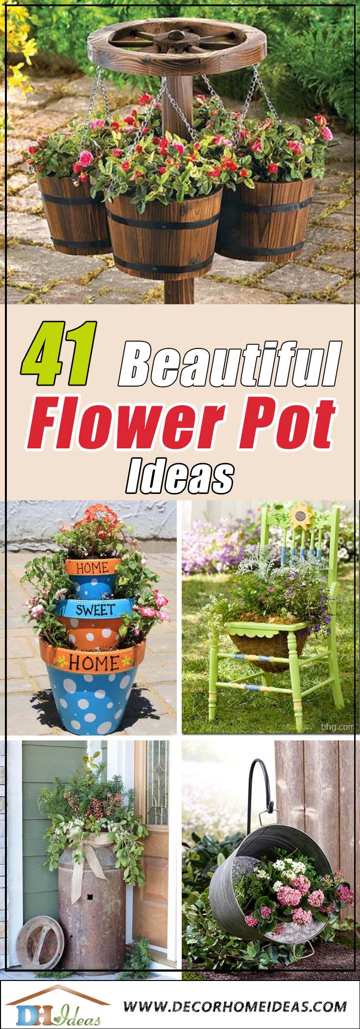 41 Beautiful Flower Pot Ideas | Best flower pots and planters ideas and arrangements. #flowerpot #flowerplanter #garden #flowers #pots #plants #ideas #backyard #yard #decorhomeideas