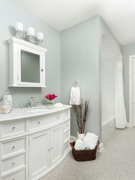 Booth bay paint color no window bathroom. #bathroom #bathroomdesign #bathroomideas #bathroomreno #bathroomremodel #decorhomeideas #paint #color