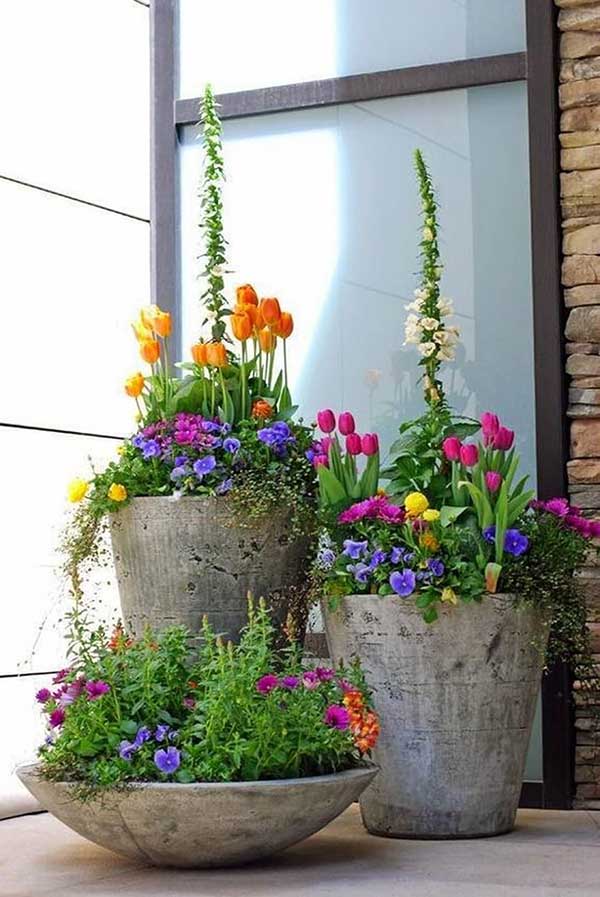 Concrete flower pot ideas spring flowers #flowerpot #planter #gardens #gardenideas #gardeningtips #decorhomeideas