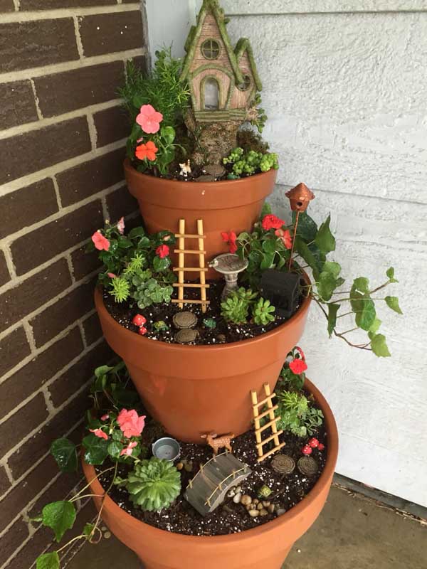 Fairy garden tiered flower pot planter #tieredplanter #flowerplanter #planter #flowerpot #decorhomeideas