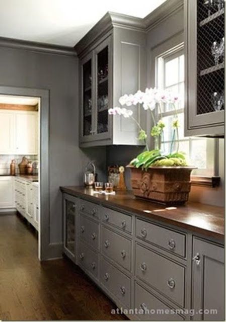 Rustic kitchen gray cabinets #kitchen #graycabinets #graypaint #graykitchencabinets #homedecor #decoratingideas #decorhomeideas