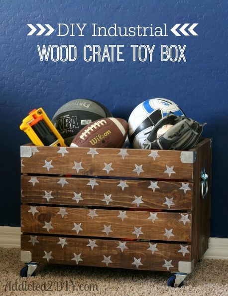 DIY Wood Crate Toy Box #toystorage #storage #organizer #woodcrate #decorhomeideas