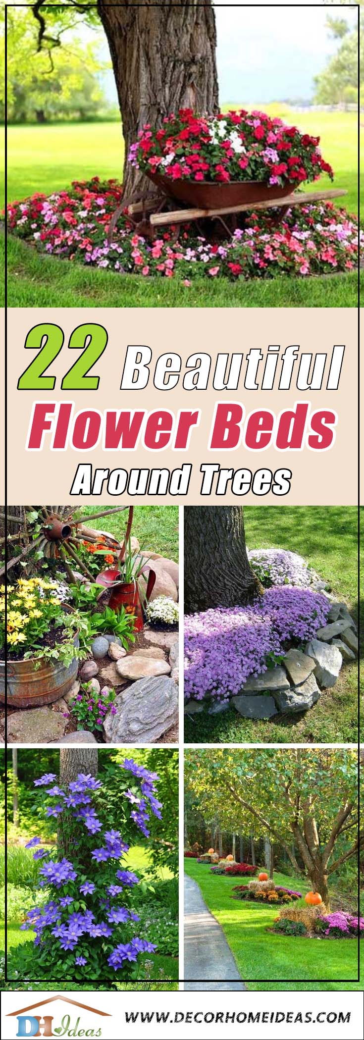 22 Beautiful Flower Beds Around Trees, Landscaping Around Trees With Stone