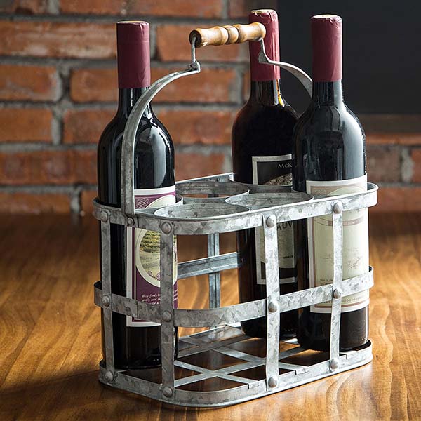 Rustic farmhouse 6 bottle wine carrier #farmhouse #winecarrier #wineholder #farmhousedecor #storage #organization #farmhousestorage #decorhomeideas