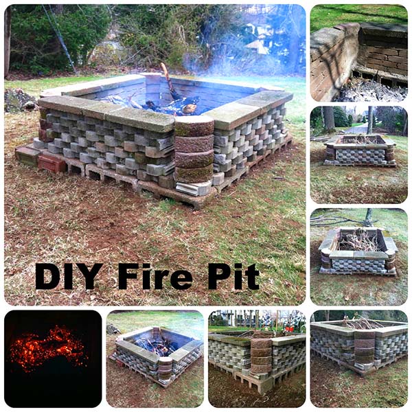 DIY Square Cinder Blocks Fire Pit #firepit #firepitideas #diy #garden #decorhomeideas