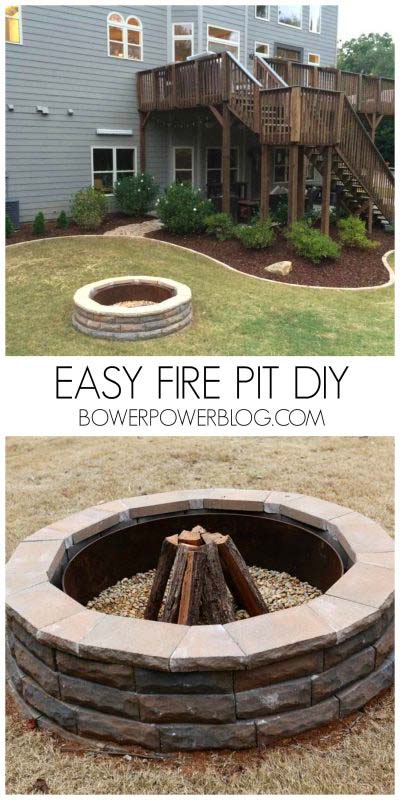 Easy Round Backyard Fire Pit DIY #firepit #firepitideas #diy #garden #decorhomeideas