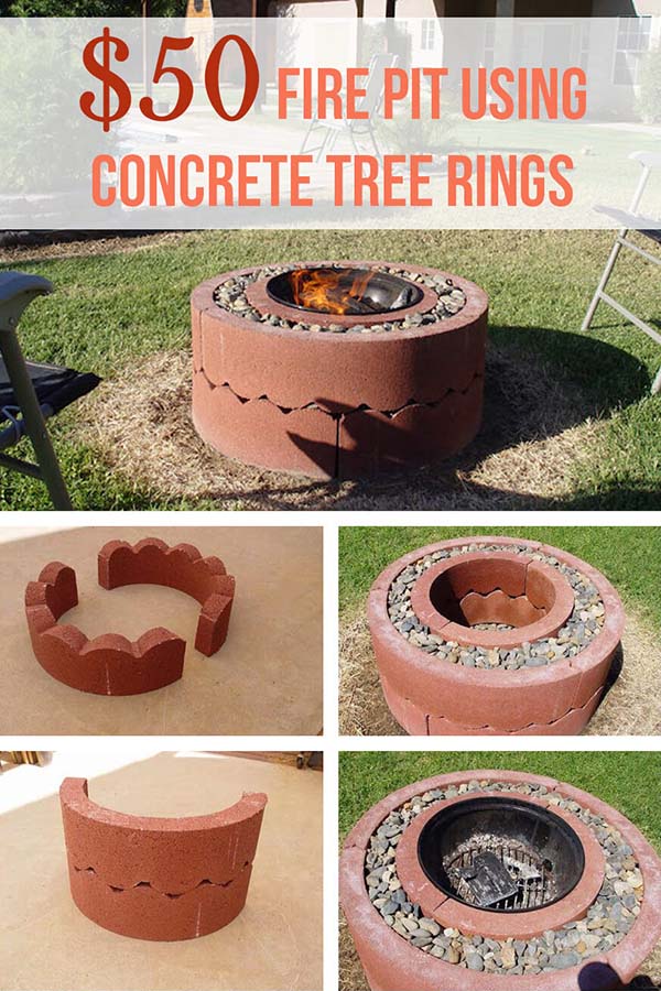 DIY fire pit made of tree concrete rings #firepit #firepitideas #diy #garden #decorhomeideas