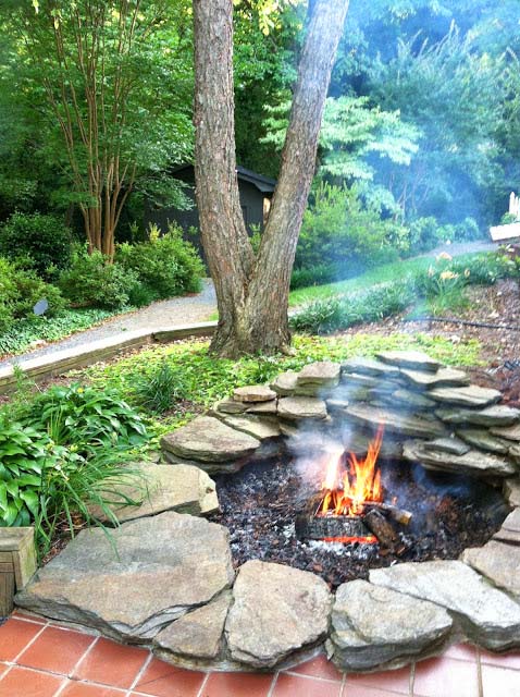 Koi Pond Fire Pit DIY idea #firepit #firepitideas #diy #garden #decorhomeideas