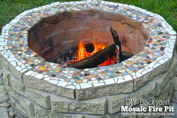 Backyard Mosaic Round Fire Pit Ideas #firepit #firepitideas #diy #garden #decorhomeideas