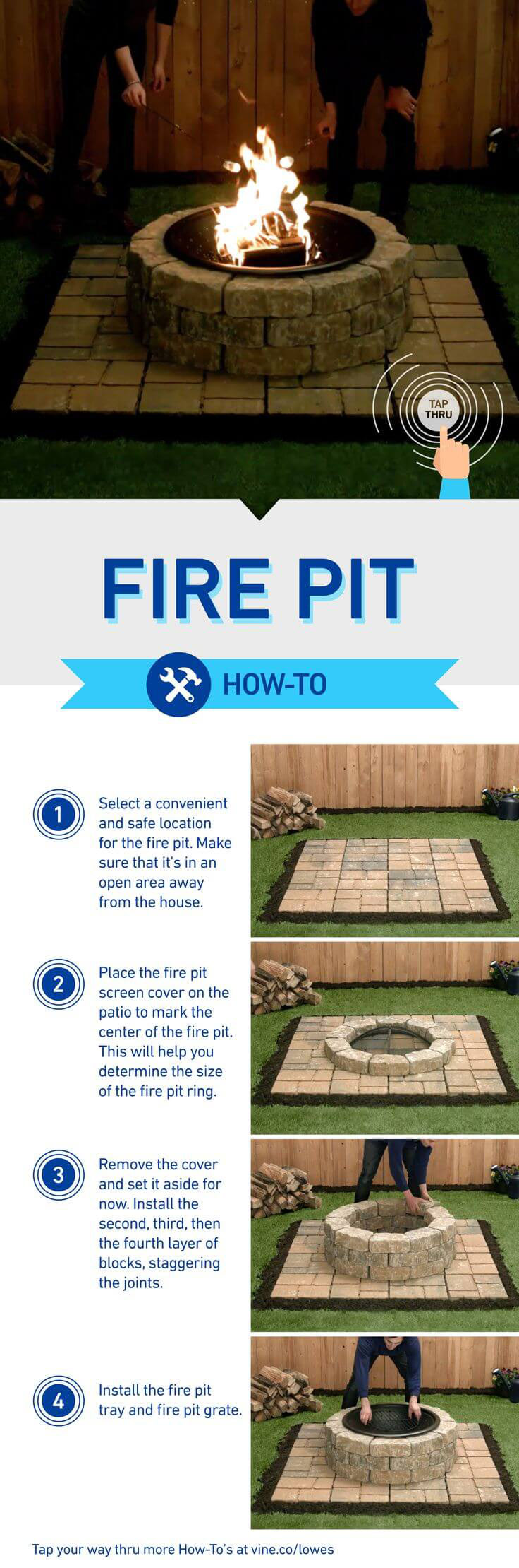 Round stone fire pit on a patio #firepit #firepitideas #diy #garden #decorhomeideas