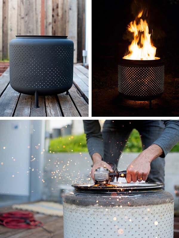 DIY Repurposed Washing Machine Drum Fire Pit #firepit #firepitideas #diy #garden #decorhomeideas