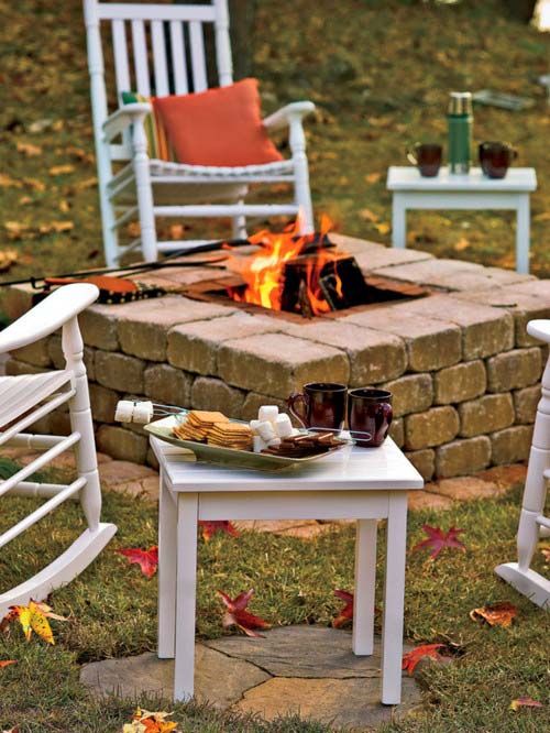 Rustic Raised Square Fire Pit Made of Bricks #firepit #firepitideas #diy #garden #decorhomeideas