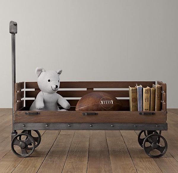 DIY Wooden wagon for storing toys and books #toystorage #organizer #woodenwagon #decorhomeideas