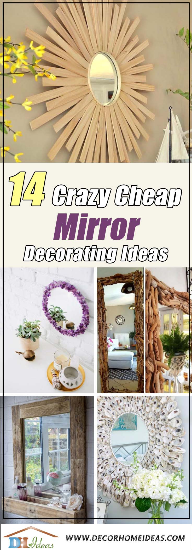 14 Crazy Cheap Mirror Decorating Ideas #diy #mirror #diymirror #cheapmirror #decorhomeideas