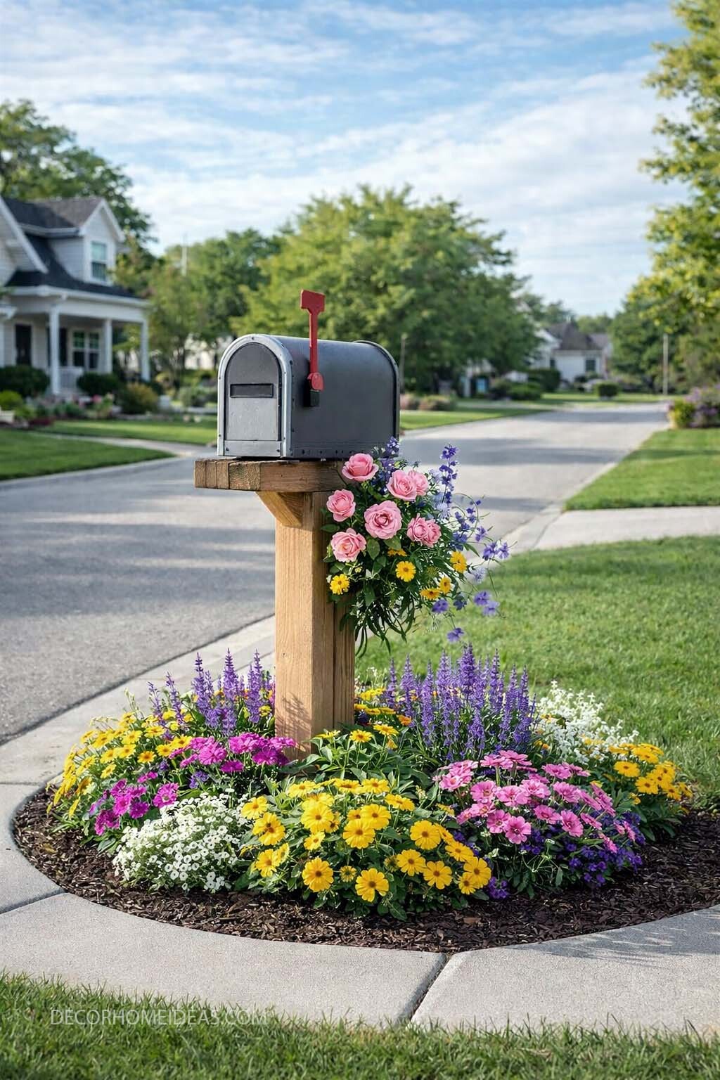 Colorful Mailbox Flower Bed