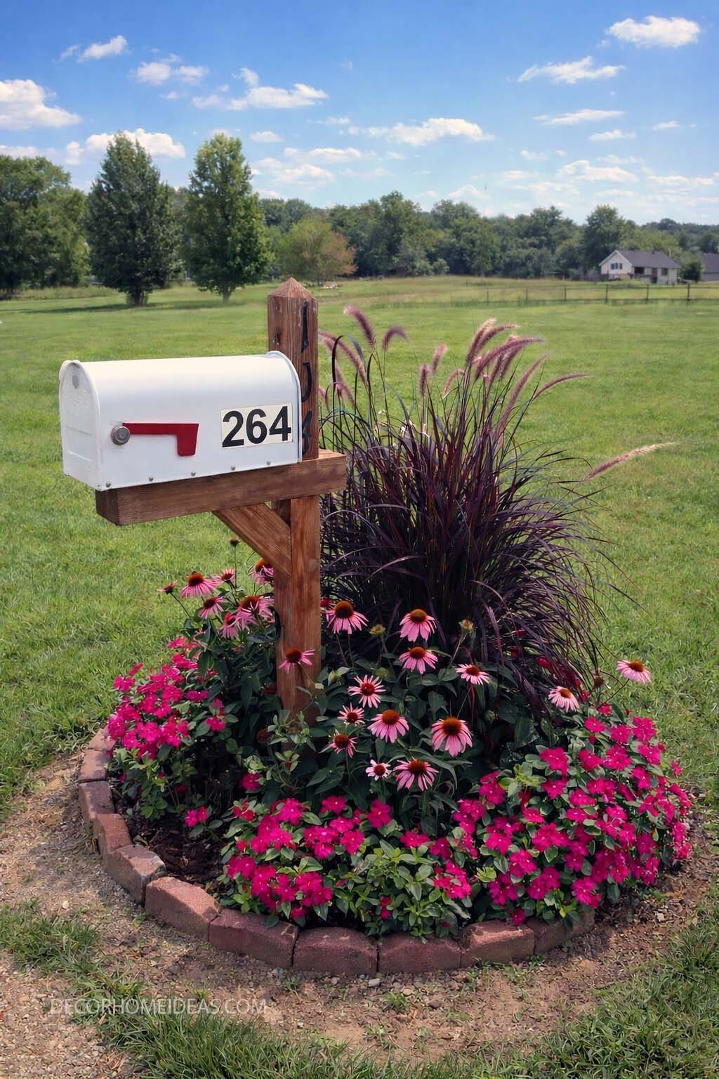 Country Mailbox Flower Bed Idea for Easy Curb Appeal