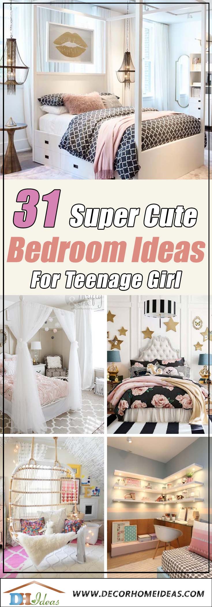 31 Cute Bedrooms for Teenage Girl #teengirlbedroom #girlbedroom #teenbedroom #bedroom #homedecor #decorhomeideas