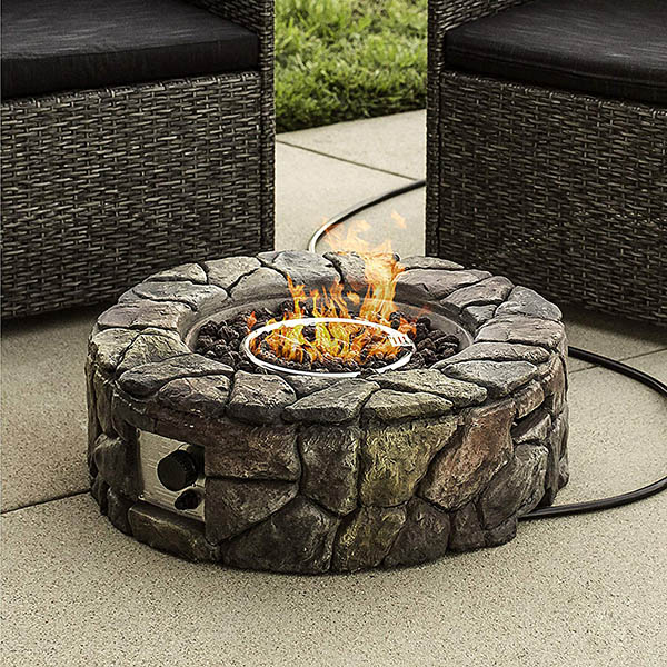 Natural stone gas fire pit #firepit #gasfirepit #propanefirepit #firepitdesign #decorhomeideas