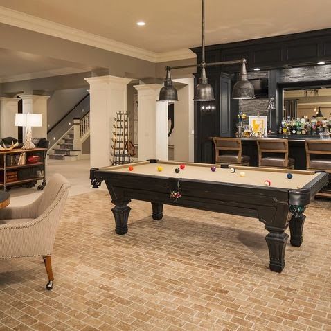 Basement with pool table #basement #basementremodel #basementideas #basementdecor #homedecor #decorhomeideas