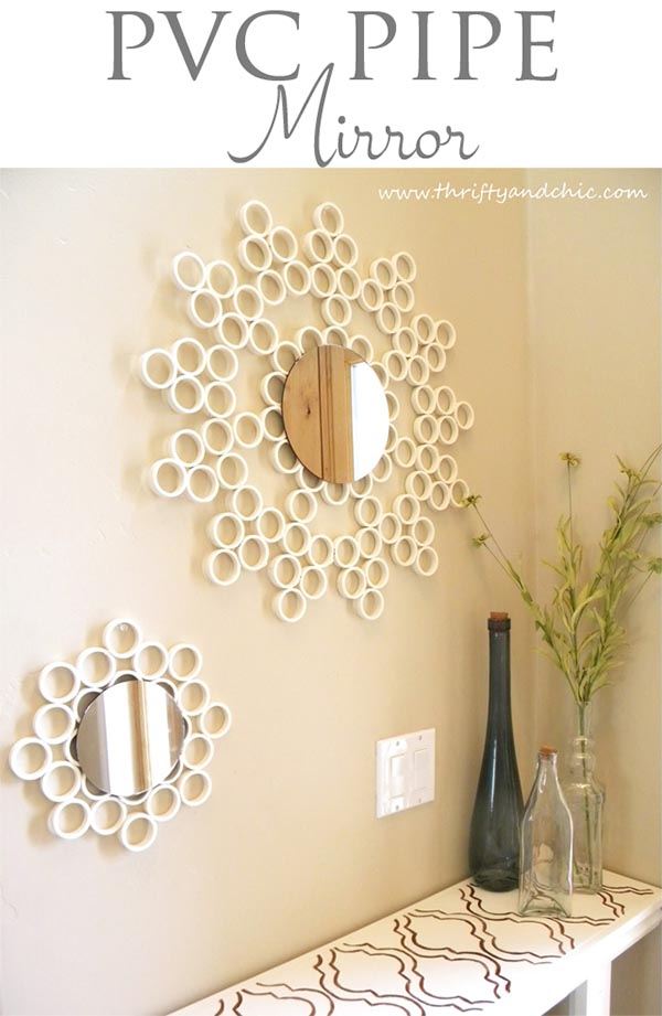 DIY Cheap PVC pipe mirror #diy #mirror #diymirror #cheapmirror #decorhomeideas