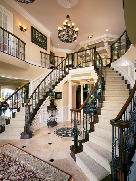 Grand foyer staircases #staircase #stairway #stairs #staircaseideas #decorhomeideas