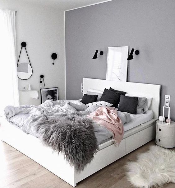 Modern gray teenage bedroom #teengirlbedroom #girlbedroom #teenbedroom #bedroom #homedecor #decorhomeideas 