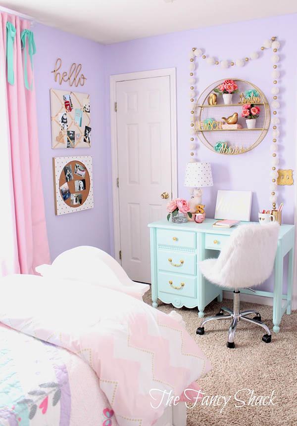 Pastel purple bedroom for teenage girl #purplebedroom #teenbedroom #girlbedroom #bedroom #homedecor #decorhomeideas