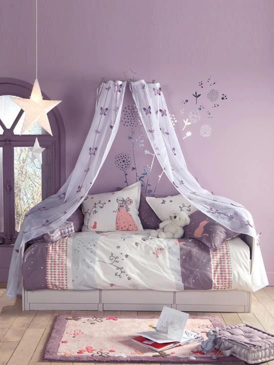 Purple teenage girl bedroom with canopy #purplebedroom #teenbedroom #girlbedroom #bedroom #homedecor #decorhomeideas