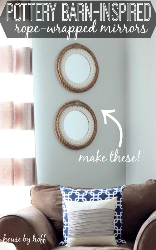 Rope Wrapped Cheap Mirror Decorating Ideas #diy #mirror #diymirror #cheapmirror #decorhomeideas