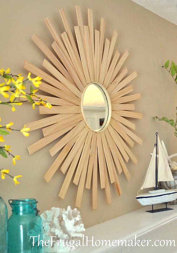 Sunburst mirror decorating ideas #diy #mirror #diymirror #cheapmirror #decorhomeideas